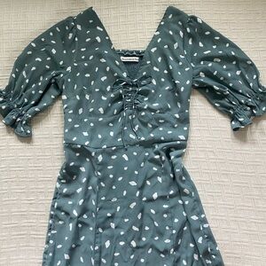 Abercrombie & Fitch green print maxi dress.